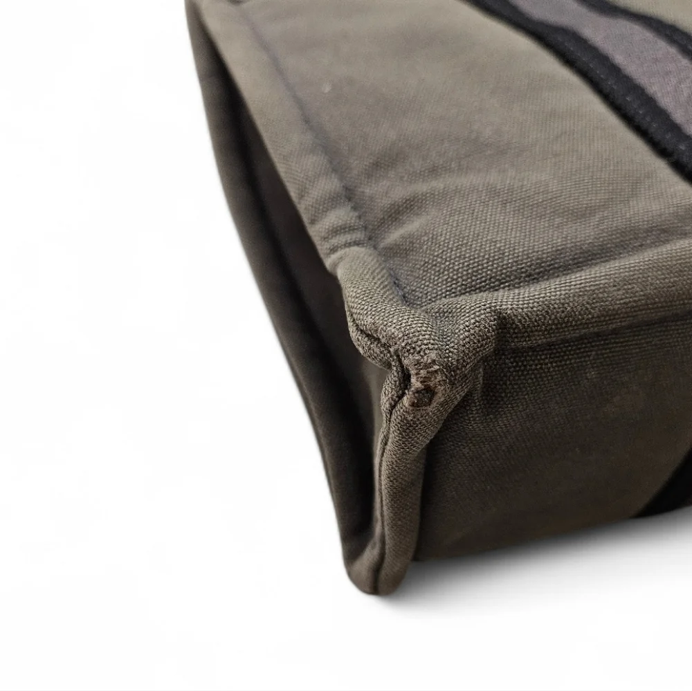 Hermes Fourre Tout PM Holdall Tote Bag In Gray And Black Cotton Canvas
